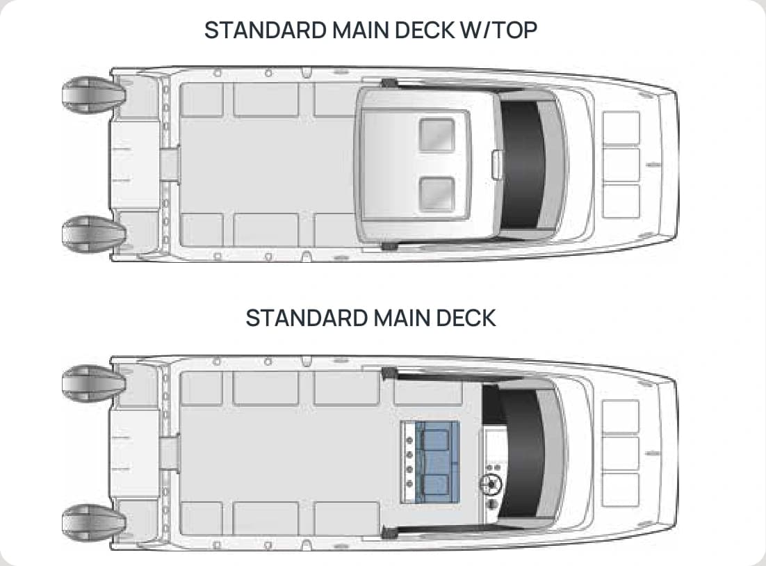 Aquila 28 Molokai Cuddy standard deck and accommodation plans
