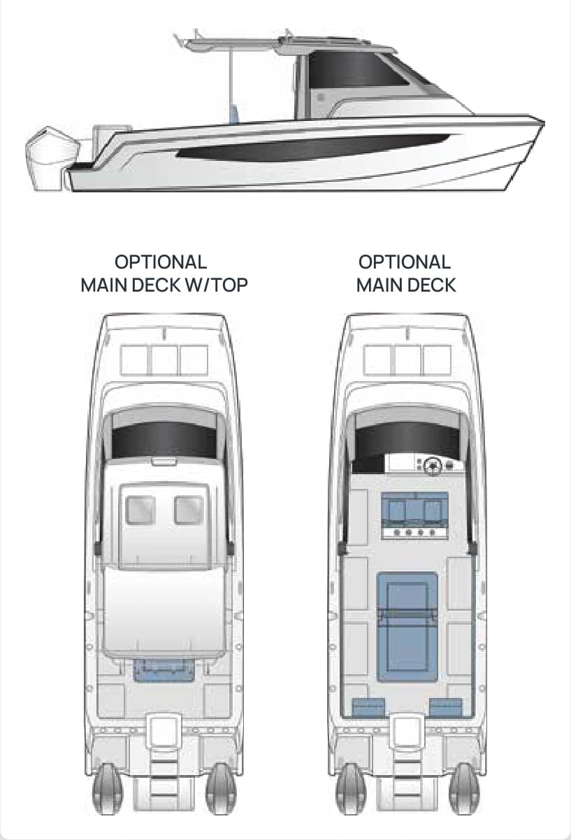 Aquila 28 Molokai Cuddy optional configurations
