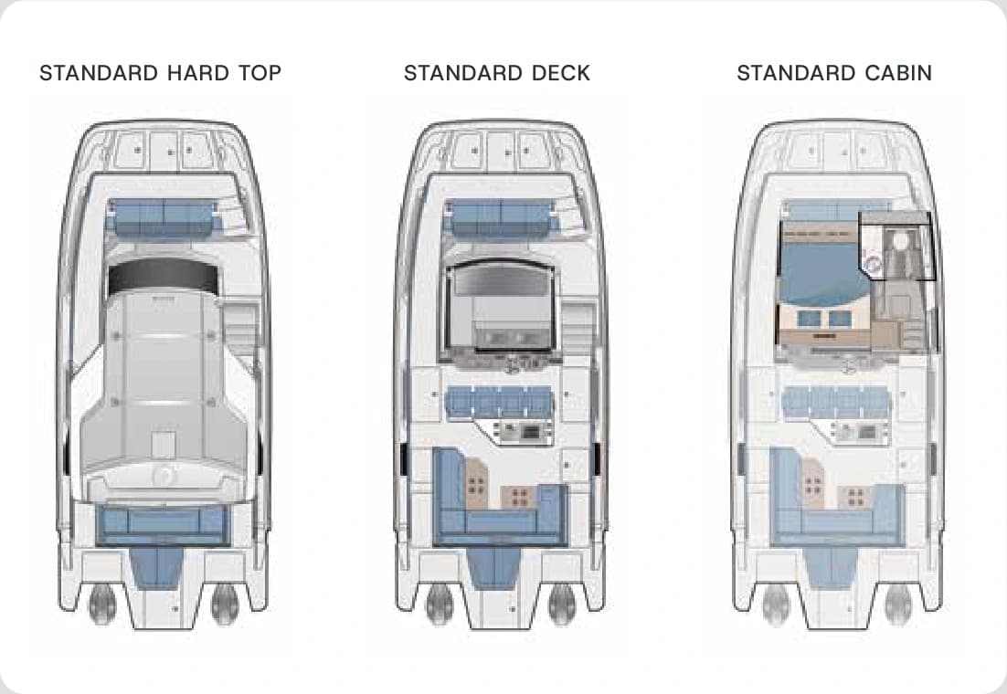 Aquila 35 Sport standard deck and accommodation plans