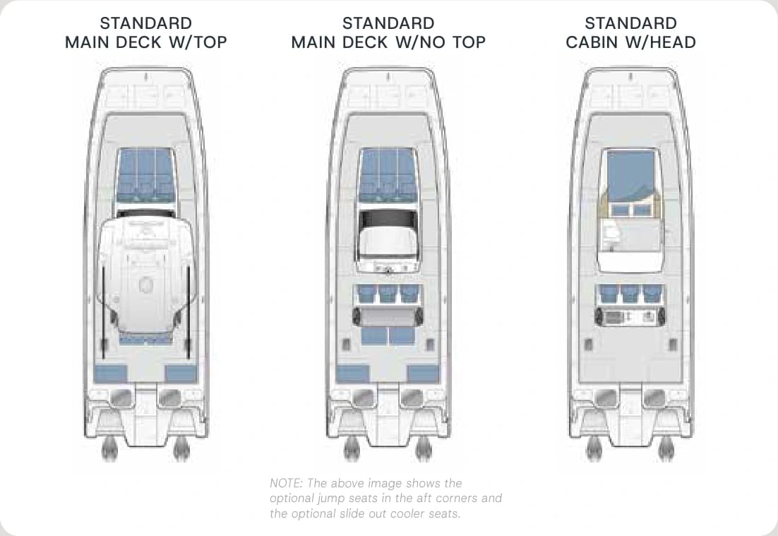 Aquila 36 Molokai standard deck and accommodation plans
