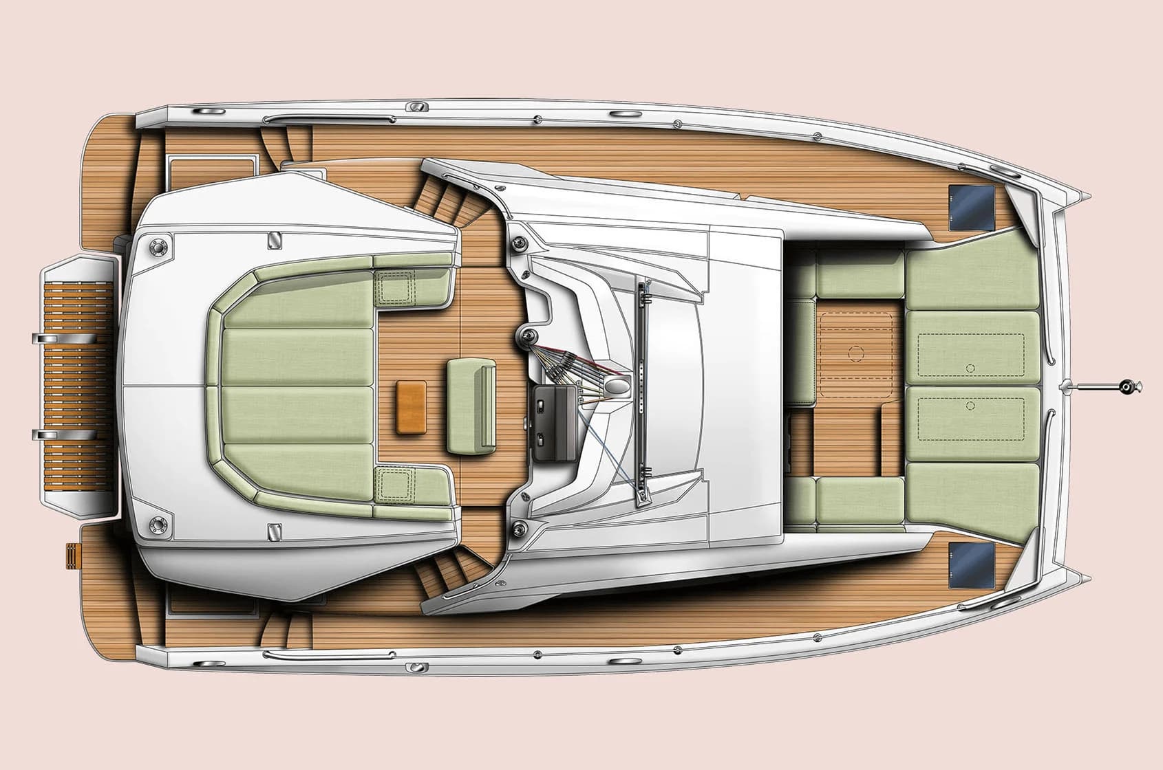 BALI 4.3 Flybridge · teak arrangement drawing