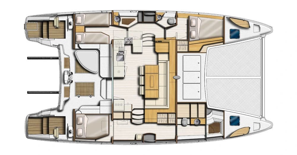 Catana 47 three-cabin owner arrangement