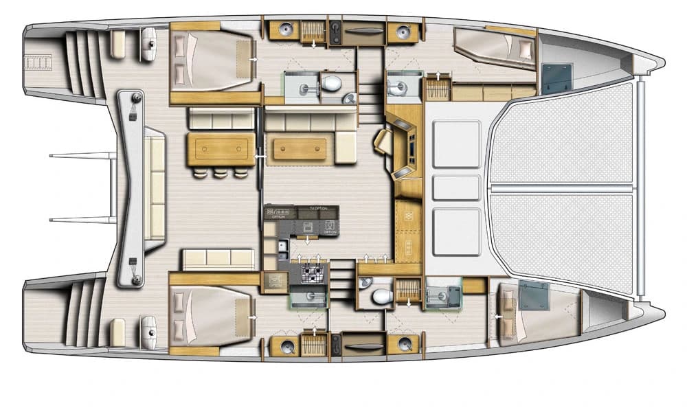 Catana 53 four-cabin arrangement – U-shaped galley