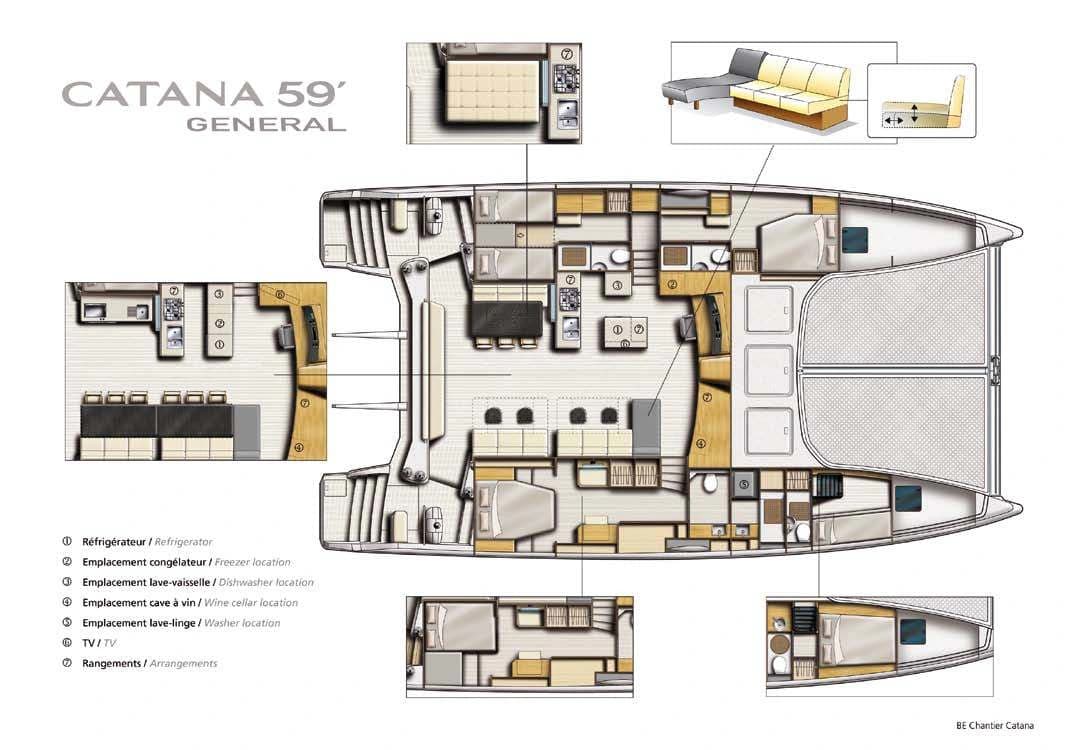 Catana 59 general arrangement and alternative details