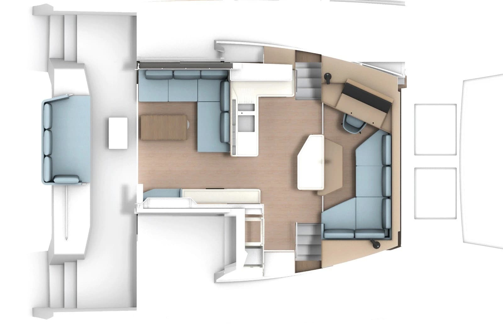 Catana Ocean Class Main-deck galley, saloon and lounge reference plan