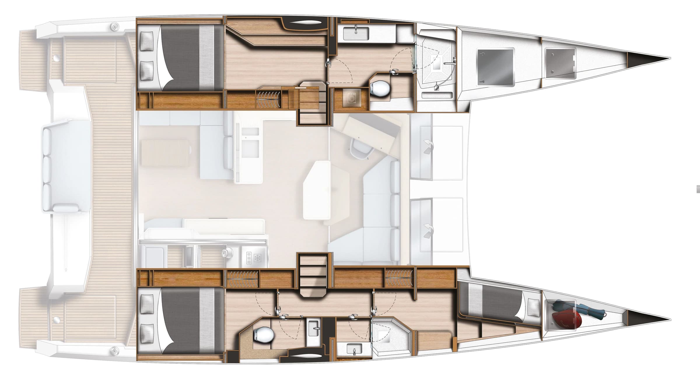 Catana Ocean Class Three cabins – two bathrooms reference plan