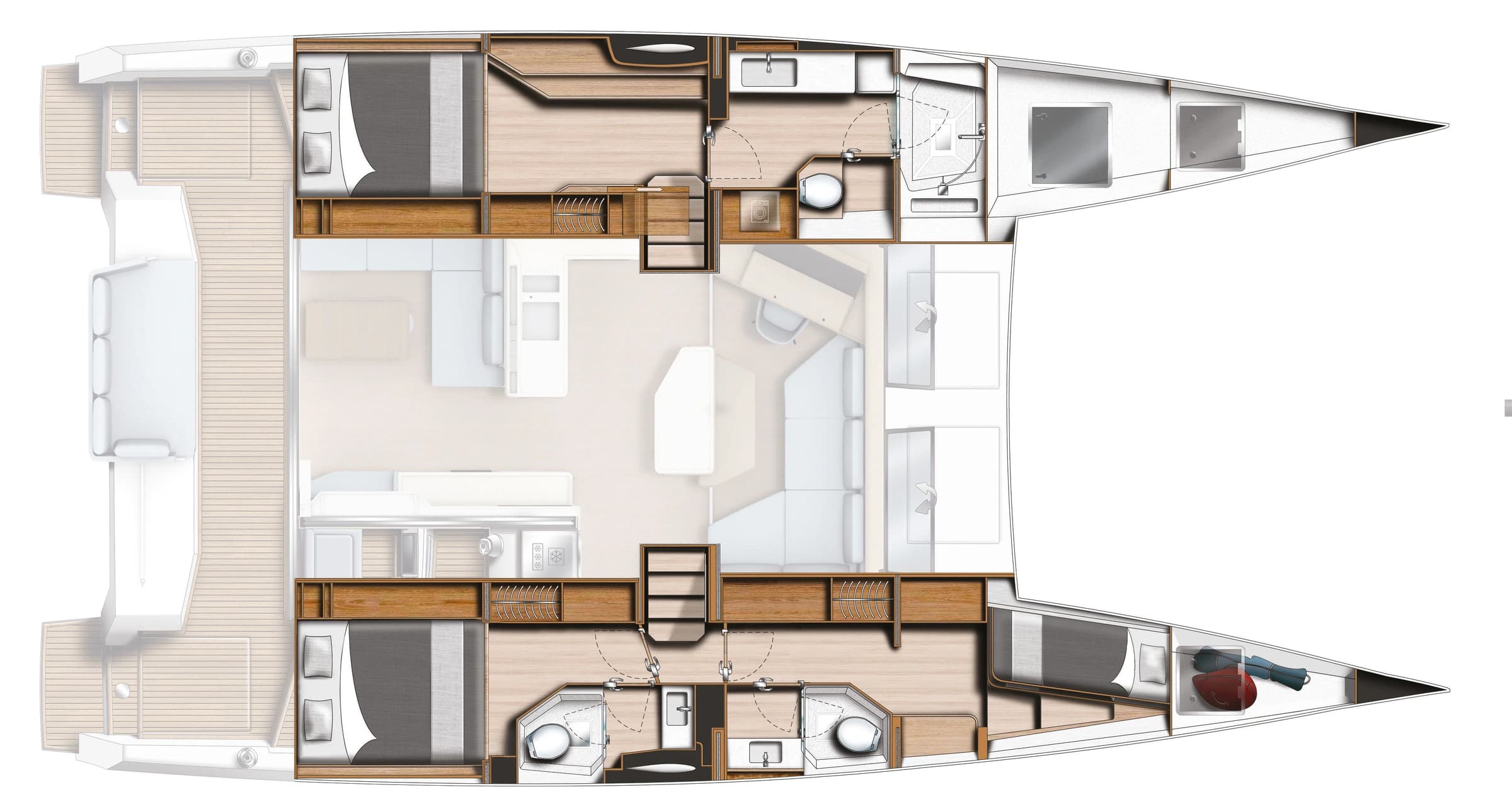 Catana Ocean Class Three cabins – three bathrooms reference plan