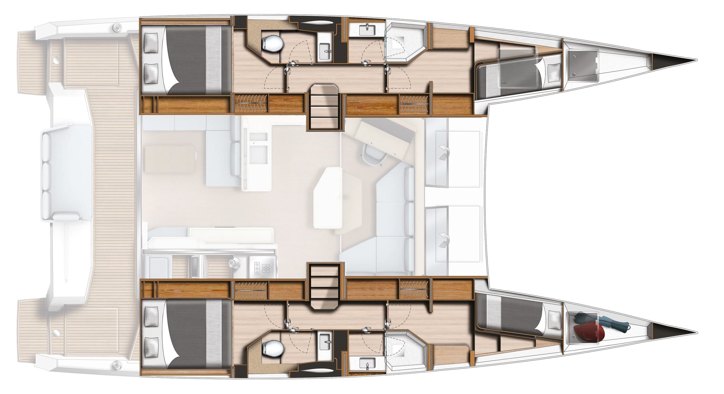 Catana Ocean Class Four cabins – two bathrooms reference plan
