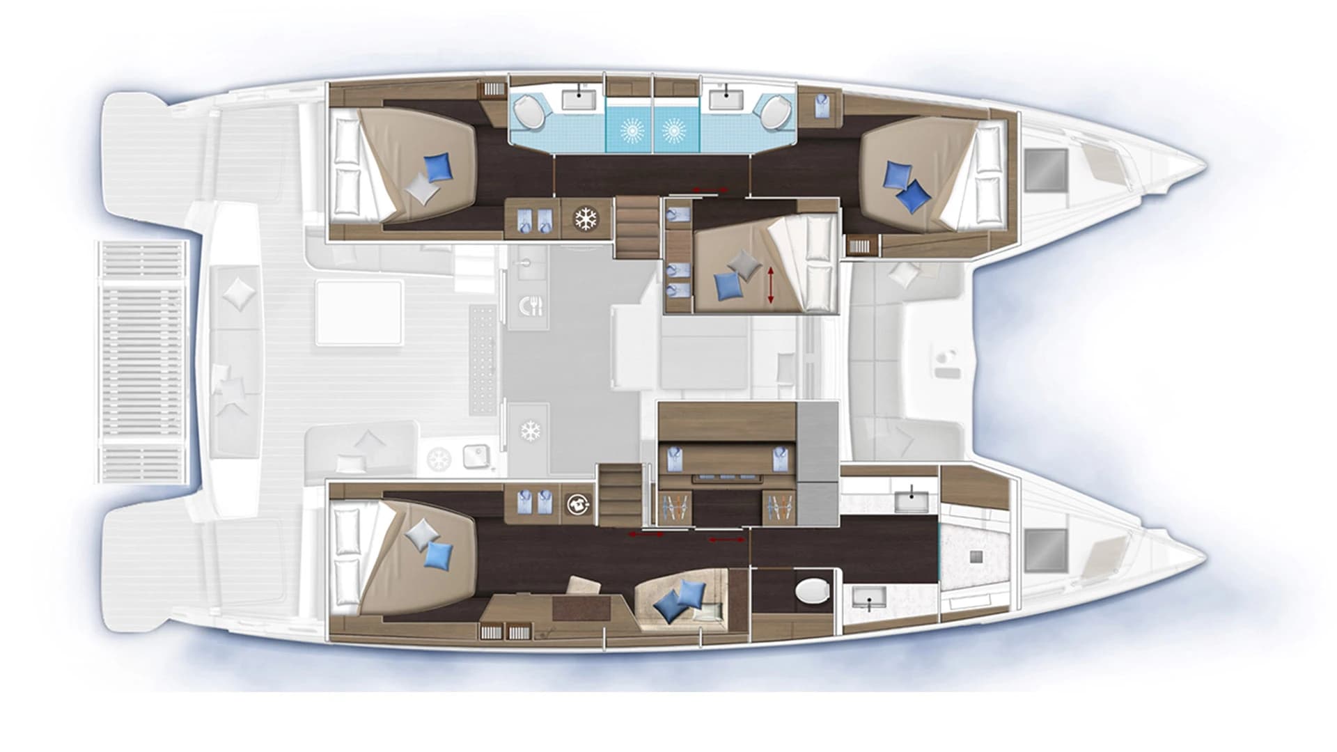 Lagoon 51 Iconic four cabins · three heads plan
