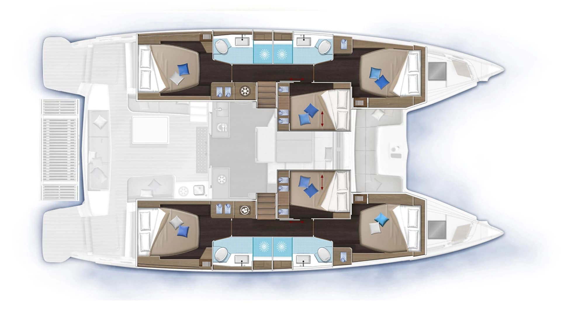 Lagoon 51 Iconic six cabins · four heads plan