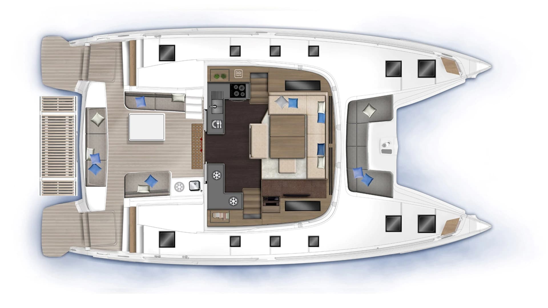 Lagoon 51 Iconic saloon and cockpit plan