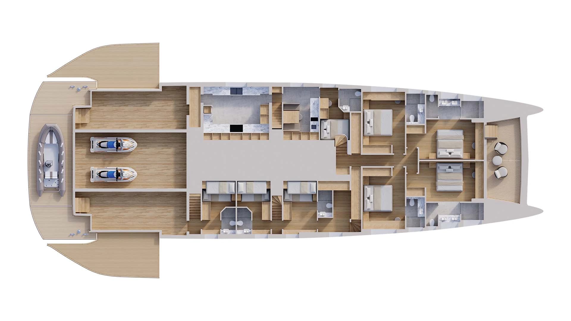 Sunreef Ultima 122 — Lower deck