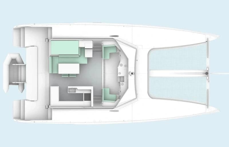 Windelo 55 Sport U-shaped galley and main-deck plan