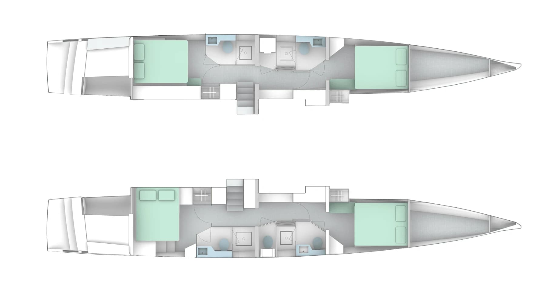 Windelo 58 Hull accommodation arrangement 1