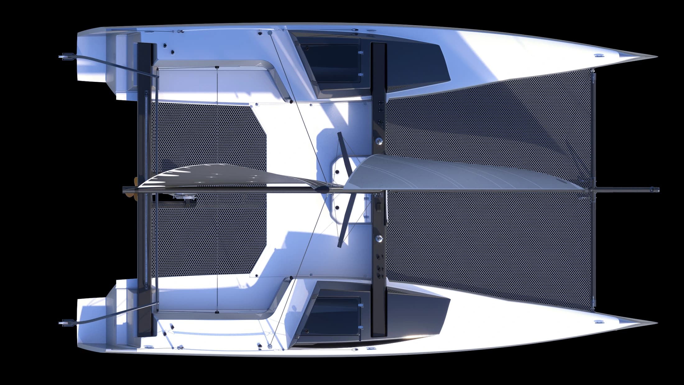 Xquisite 30 SportCat — Deck and hull arrangement