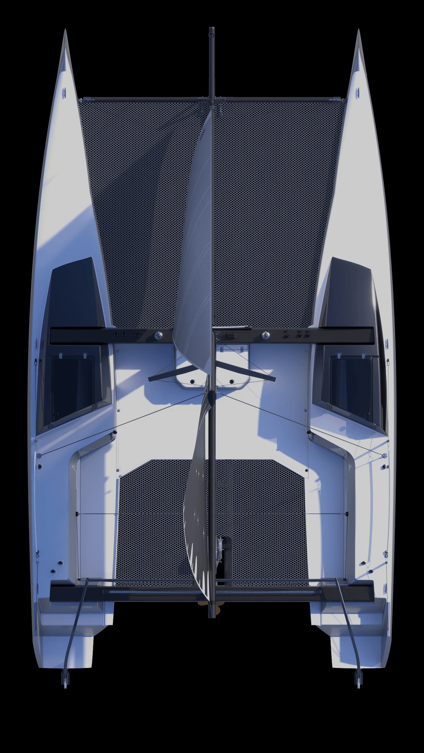 Xquisite 30 SportCat — Hull berths and deck arrangement — alternate view