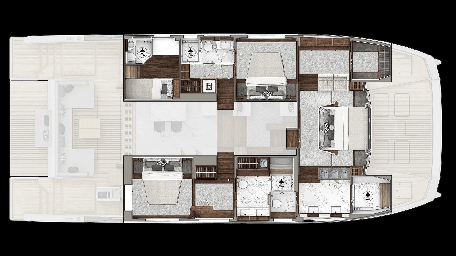 Xquisite Sixty Solar Power — Lower deck — crew cabin version