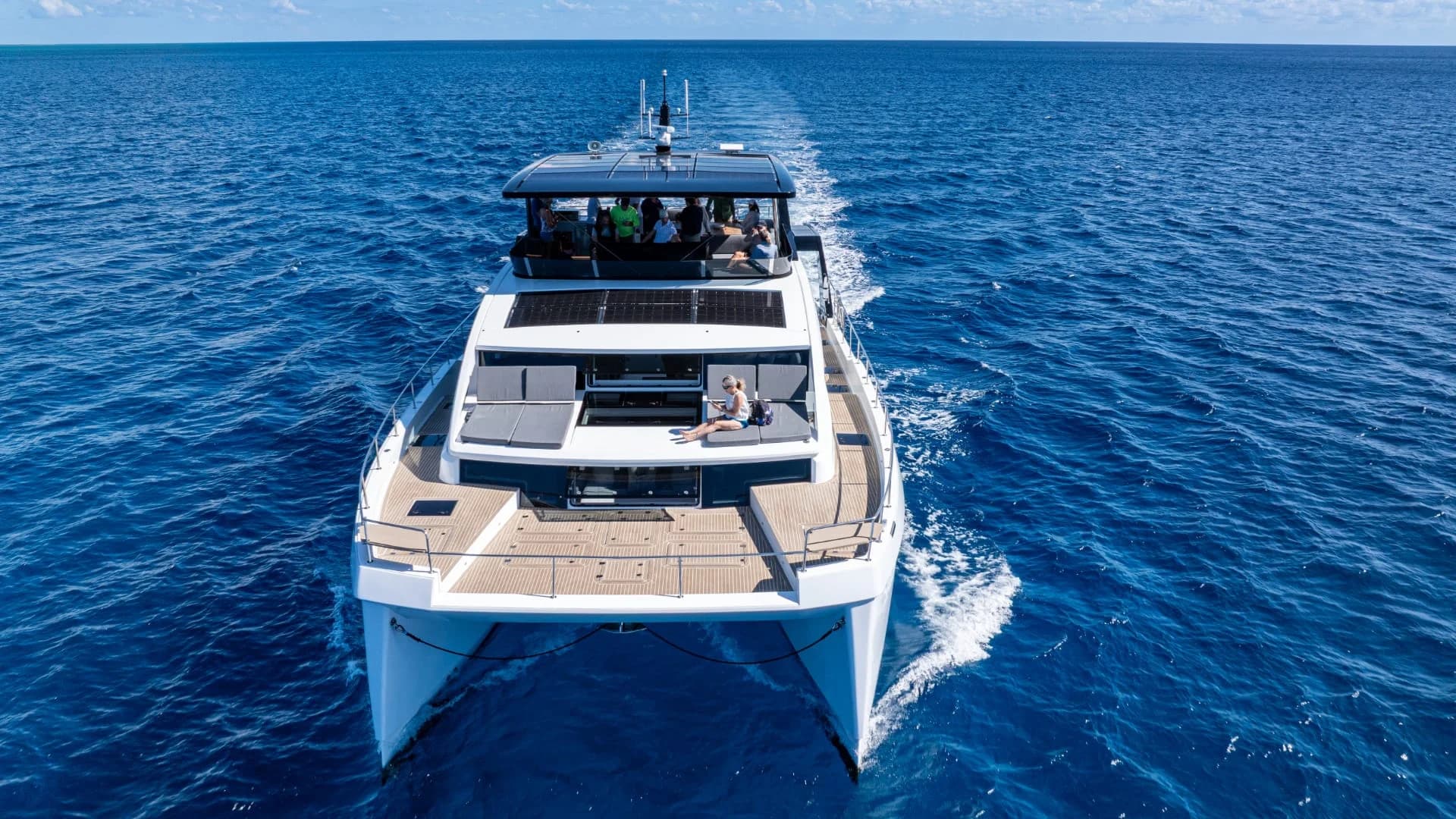 Xquisite Sixty Solar Power catamaran underway in the Bahamas