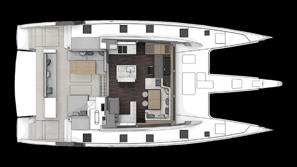 Xquisite Sixty Solar Sail — Main deck, saloon and cockpit